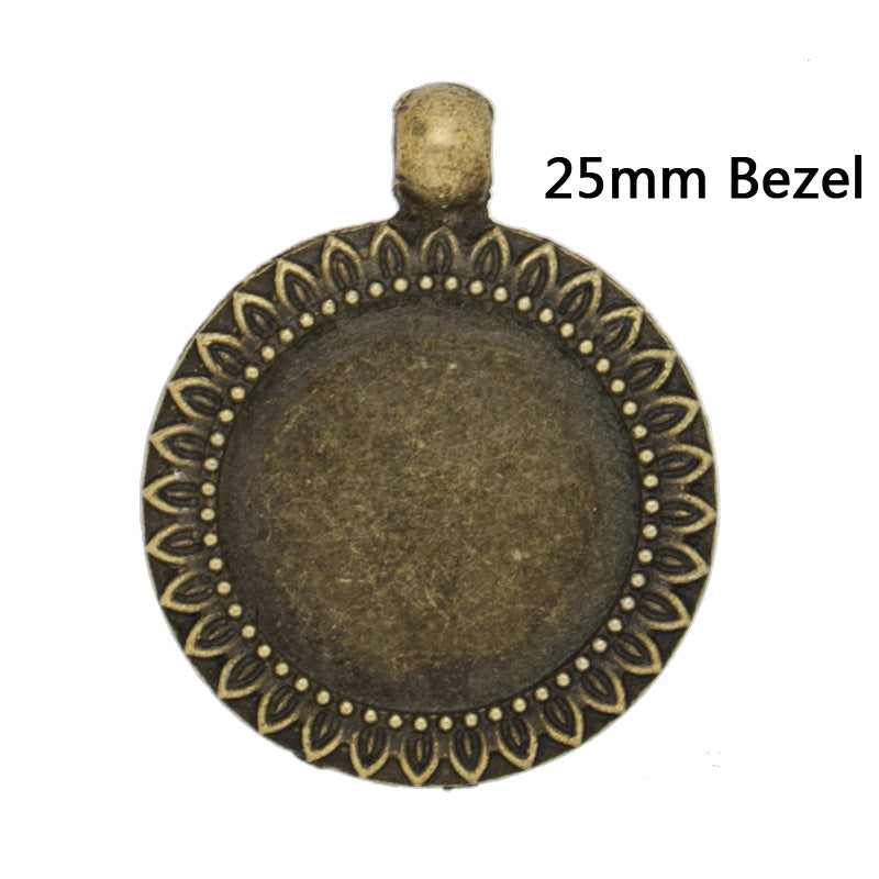 25mm Antique Bronze Zinc Alloy Cameo Cabochon Base Setting Pendants,sold 10pcs per pkg