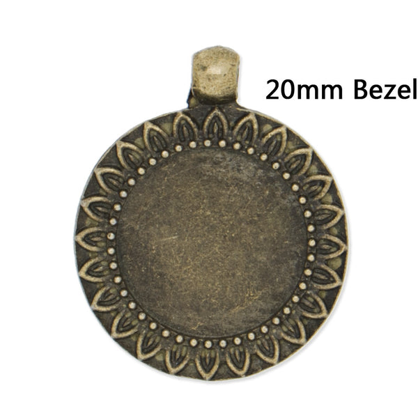 20mm Antique Bronze Zinc Alloy Cameo Cabochon Base Setting Pendants,sold 10pcs per pkg