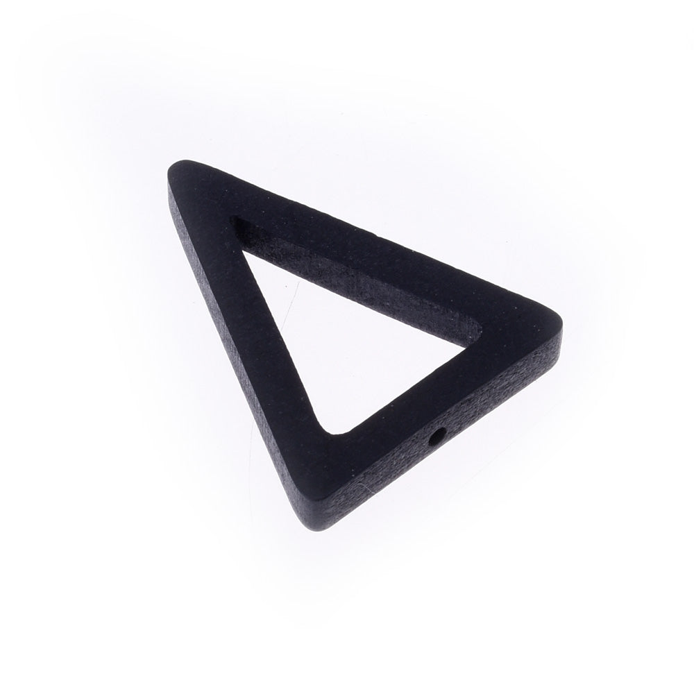 Hollow triangle wood earring pendant  triangle pattern jewelry supplies 32*25mm black 20 pcs 10168556