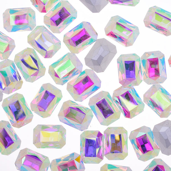 10x14mm Rectangle Pointed Back Rhinestones glass crystals beads wedding diy jewelry clear AB 50pcs 10183357