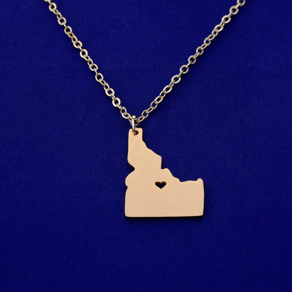 1 pcs about 18x25mm Gold Stainless Steel pendant map necklace Stamping blank Jewelry supplies Idaho-ID 18 Gauges