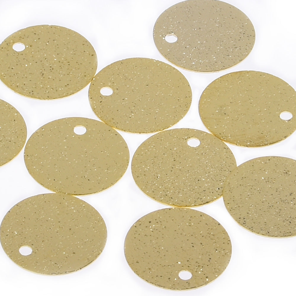 About 10mm brass Electroplate round stamping blanks Frost Toned Stamping Discs Jewelry Making Supplies 18 Golden 20pcs