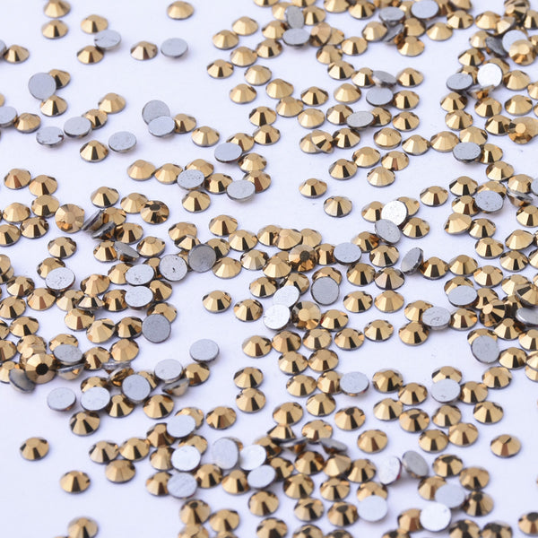 SS6 1440PCS Gold Non Hot Fix Crystal, Flat Back 3D Rhinestones DIY Phone case Nail art design deco supplies