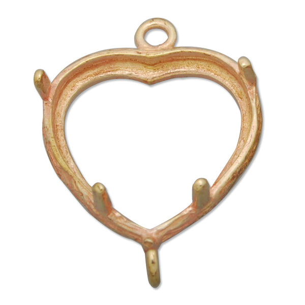 12*12.5MM Heart Brass Gemstone Bezel with hook,Raw Brass,charms links,sold 20pcs per lot