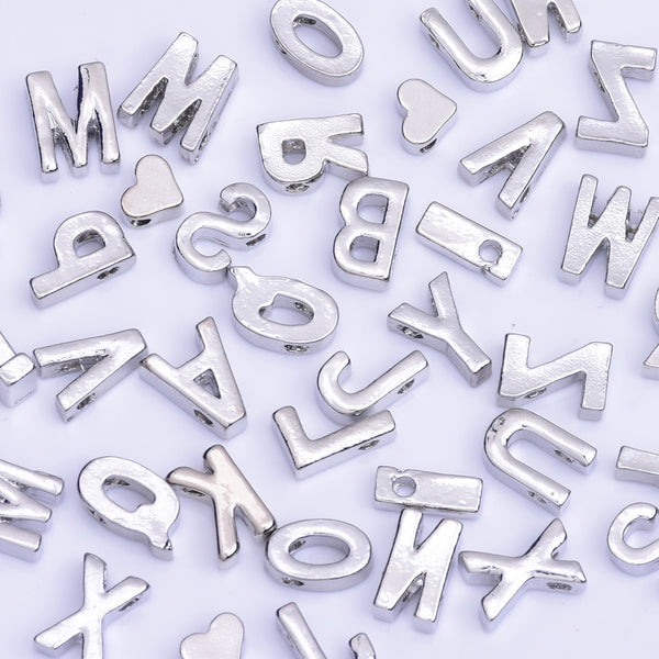 Nickel Alloy Letter Pendant Charm Capital letter Metal letter Finding Letter Initial Pendants for Personalize Necklaces " F " 10*6.5*3.5mm 10pcs