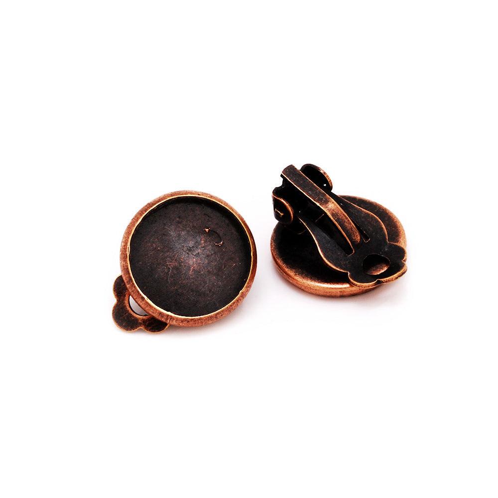 12mm Antique Copper Metal Blank Earring Clip Base,Earring Clip Blanks,Cabochon base earring clip,50pcs/lot