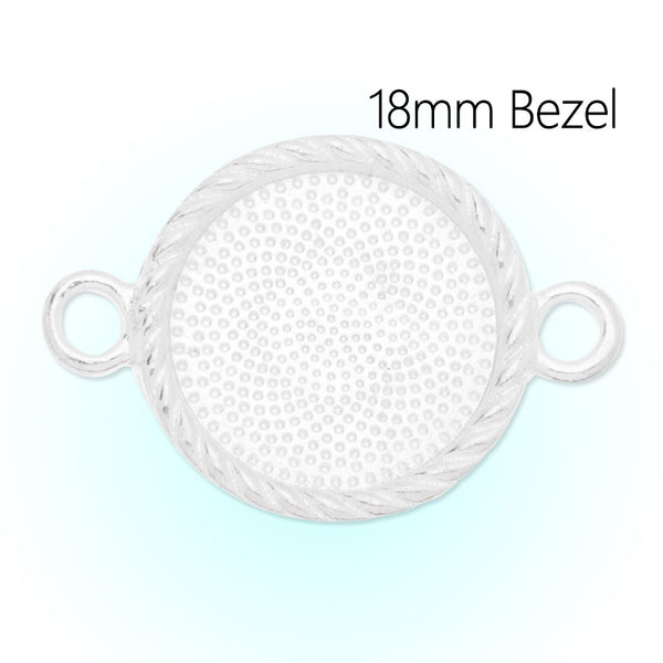 Bracelet Connector with 18mm Round Bezel,Zinc Alloy filled,Silver plated,20pcs/lot