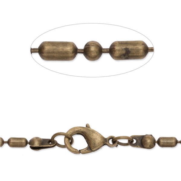 24 inch long Bamboo necklace chain for pendant,2x4mm link size,Lobster Clasp end,Brass chain,antique bronze plated,20pcs/lot