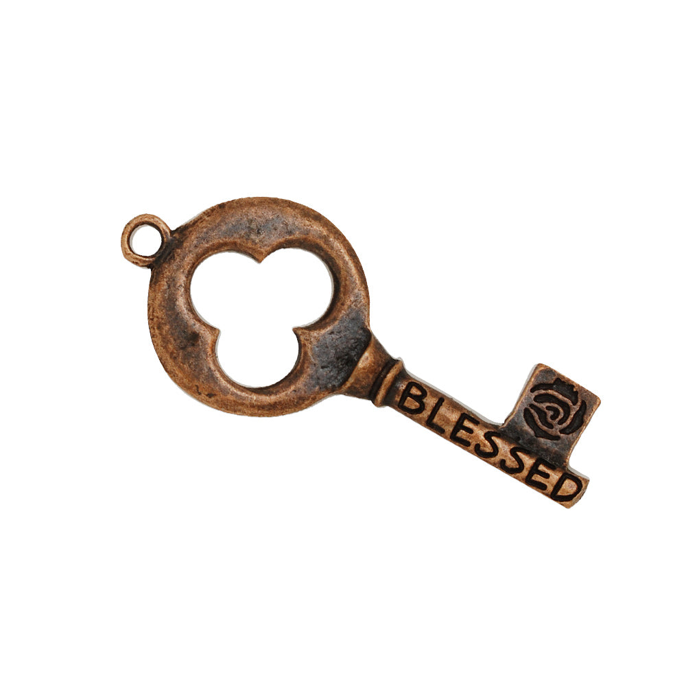 48*20mm Skeleton Keys,Vintage Keys Jewelry Pendant,'Blessed',Antique Copper Charm Necklace Jewelry,sold 10pcs/lot