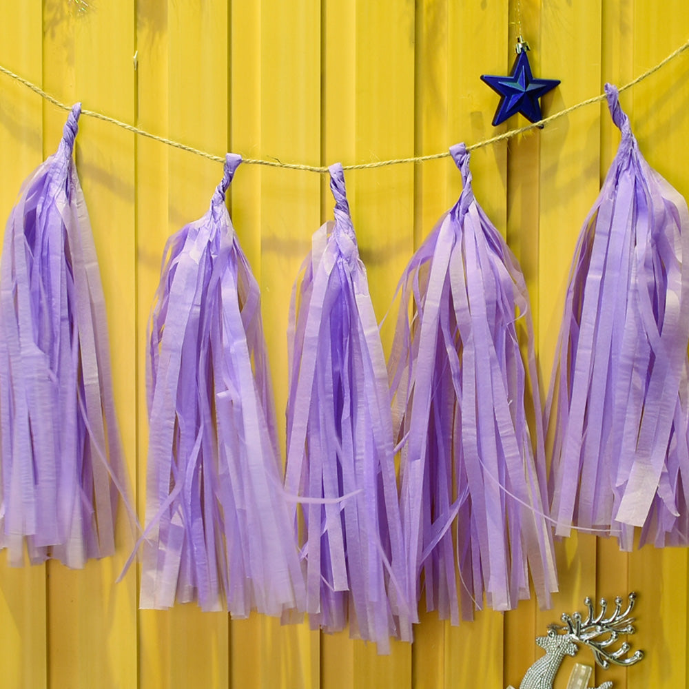 Paper Tassel Assembled or DIY Tassel Garland Wedding Photo Backdrop Birthday Party Decorations 12" light purple 1bag