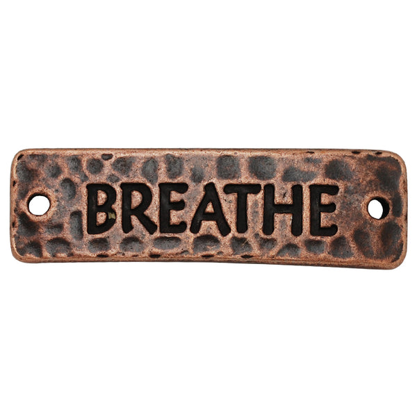 40mm Focal Link,Antique Copper Bracelet findings for Jewelry Bangle,"BREATHE" Link,Leather Bracelet Supplies,20pcs/lot