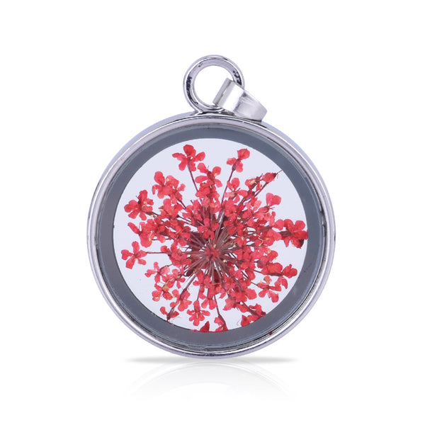 Natural Real Dried Flower Locket Round Glass Locket Pendant,Pressed Flowers for Locket Necklace,Botanical Jewelry 1PCS