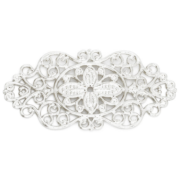 57x28mm  Imitation rhodium Huapian,Brass Hollow Filigree Flower Wraps Connectors,Hair Clasp Accessories,20PCS/lot