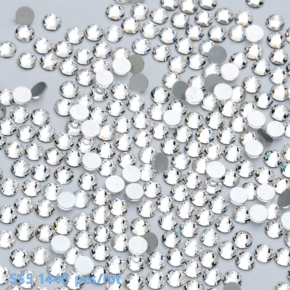 SS5 1440PCS Crystal Glass Stones Machine Cut Strass Non Hot Fix Rhinestones For Nail Art,Wholesale