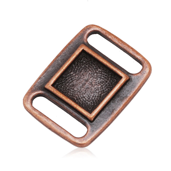 10x10MM Antique Copper Blank Rectangle Slider border,Shoelace charms,slider frame Spacer,Bead Frame charms,zinc alloy filled,20pcs/lot