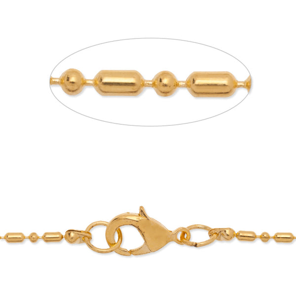 18 inch long Bamboo necklace chain for pendant,1.5x3mm link size,Lobster Clasp end,Brass chain,golden plated,20pcs/lot