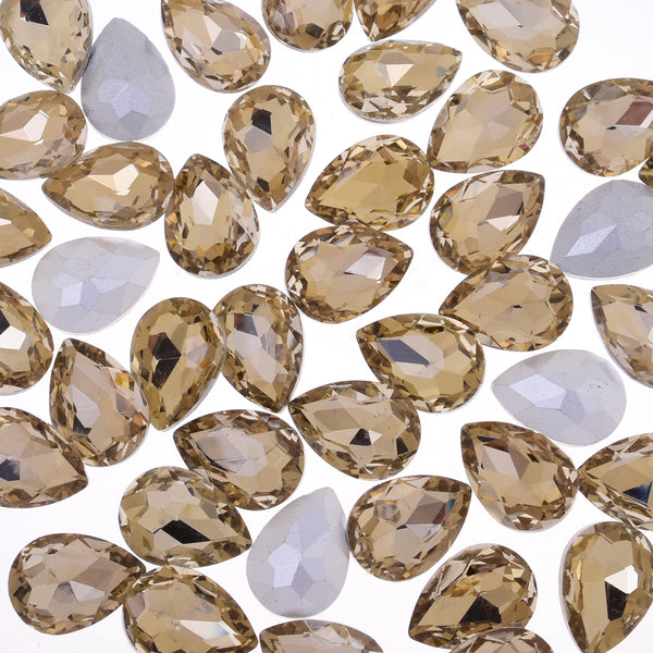 10x14mm Teardrop crystal Pointed Back Rhinestones Glass Crystal dress jewellery making shoes brown 50pcs 10184151
