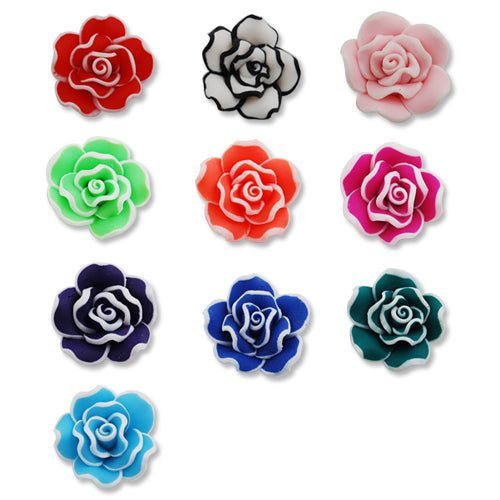 20MM HandMade And Flat Back Polymer Clay Flower Beads,Mixed Colors,Side Drilled Hole Size 2.5MM,Lead Free,Sold 100 PCS Per Package