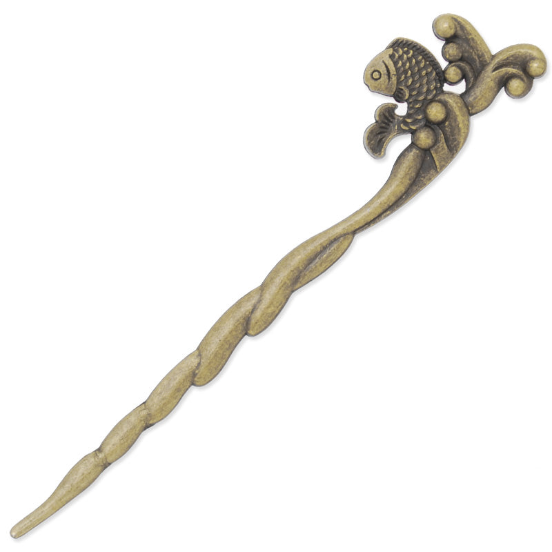 26x127mm Antique Bronze Hair Stick,The leaping of fish,Metal Hair Stick, Hair Accessories,Hair Sticks Hairpin,10PCS/lot