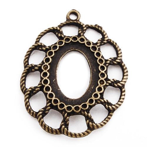 13*18MM Antique Bronze Plated Oval  Zinc Alloy Pendant trays,lead and nickle free;sold 20pcs per pkg