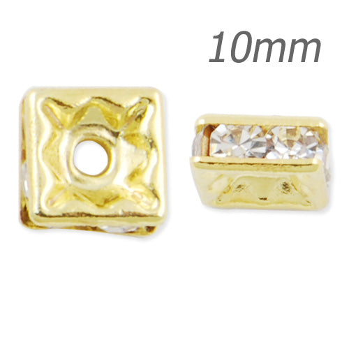 10MM Rhinestone Spacer Beads,Crystal Diamond,Brass,gold Plated,