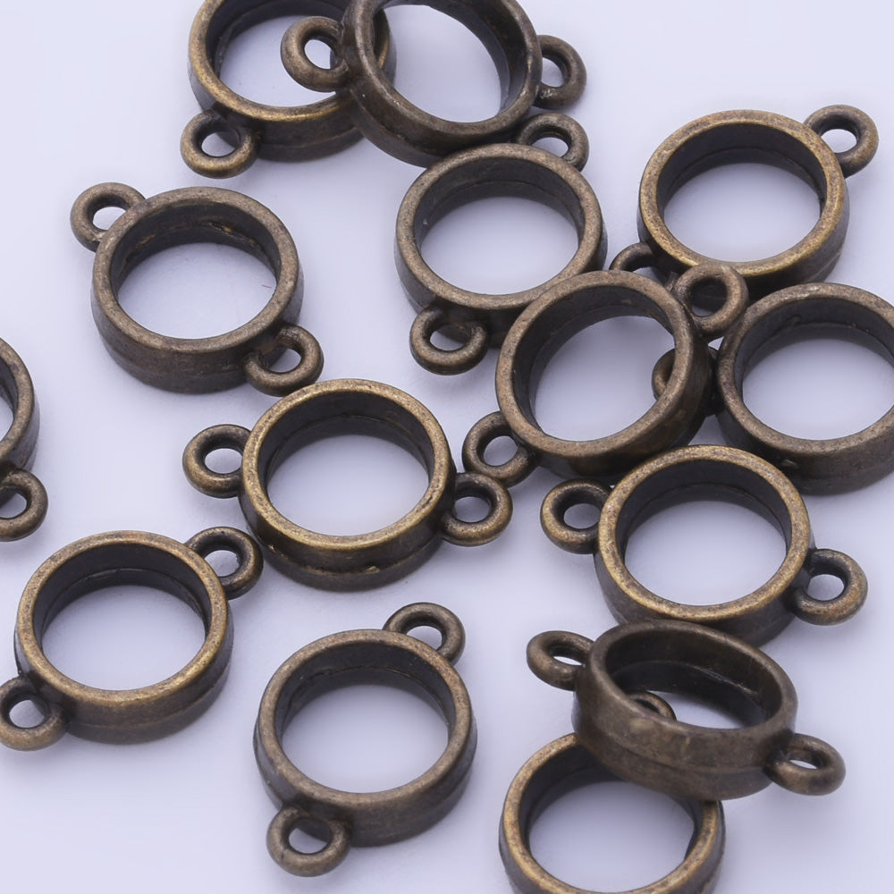 10 Antique bronze Metal Round frame 10*10*4mm open back pendant  Zinc alloy accessories pendant trays Resin Setting Blanks