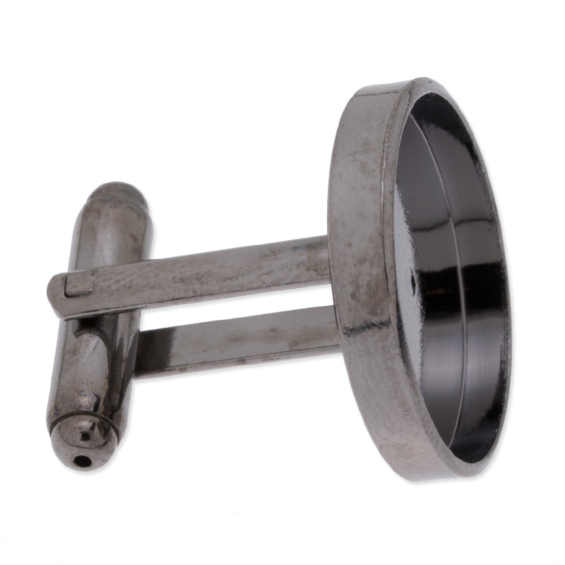 cufflink blank with 18mm round Bezel,bezel deep about 2mm,Brass filled,Gun metal black finished,10pcs/lot