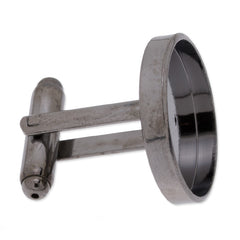 cufflink blank with 18mm round Bezel,bezel deep about 2mm,Brass filled,Gun metal black finished,10pcs/lot