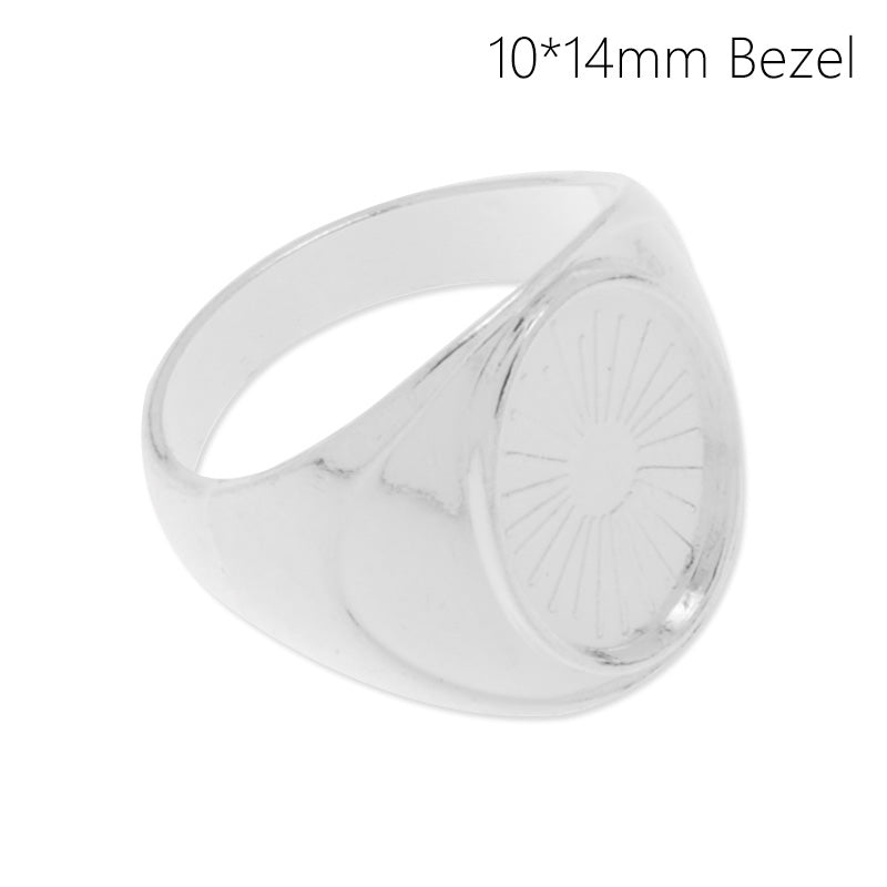 Blank Ring Base With 10*14MM Oval Bezel Setting,Silver-Plated Brass,Ring diameter 17.5mm,Sold 20PCS/Lot