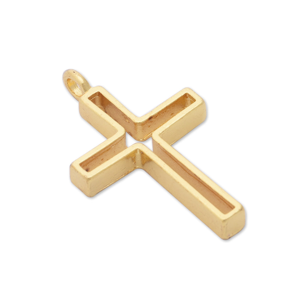 10 Gold Metal cross frame 33*23*4mm open back pendant  Zinc alloy accessories pendant trays Base Blanks pendant