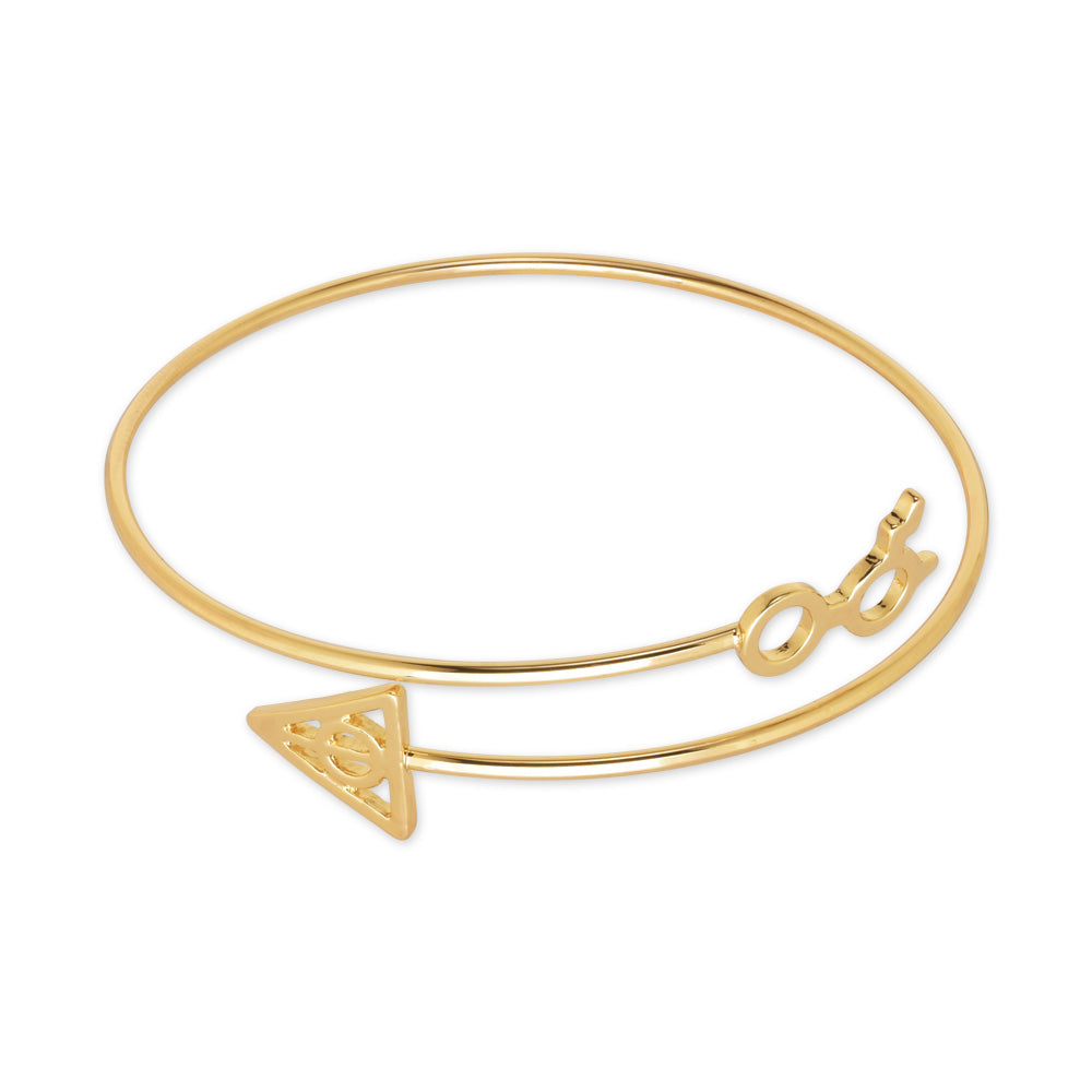 60mm Adjustable open Brass Harry Potter Deathly Hallows Cuff Bracelet bride bracelet Simple Jewelry plated gold 1pcs