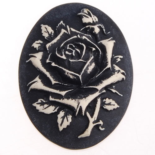 2014 New 29*38MM Oval Beauty Head Resin Flatback Cabochons with a rose,Black;for 29*38mm Cabochon/Picture/Cameo;sold 20pcs per pkg