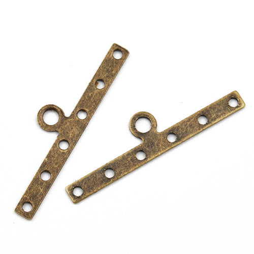 Metal End Bar,Six hole,30MM,Antique Bronz Plated,Sold 500 pcs per Pkg