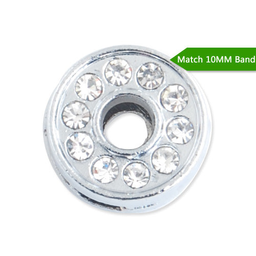 10MM Letter "O" Slider Charms,Crystal Rhinestones Alphabets Beads,Silver Plated,Match 10mm Band or Slider Bracelet;sold 50pcs per pkg