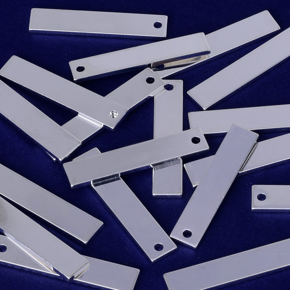 About 15.4*4*0.9MM tibetara® Brass Metal Stamping Blanks Charms bar pendant Easy use stamp for personalization plated silver 20pcs