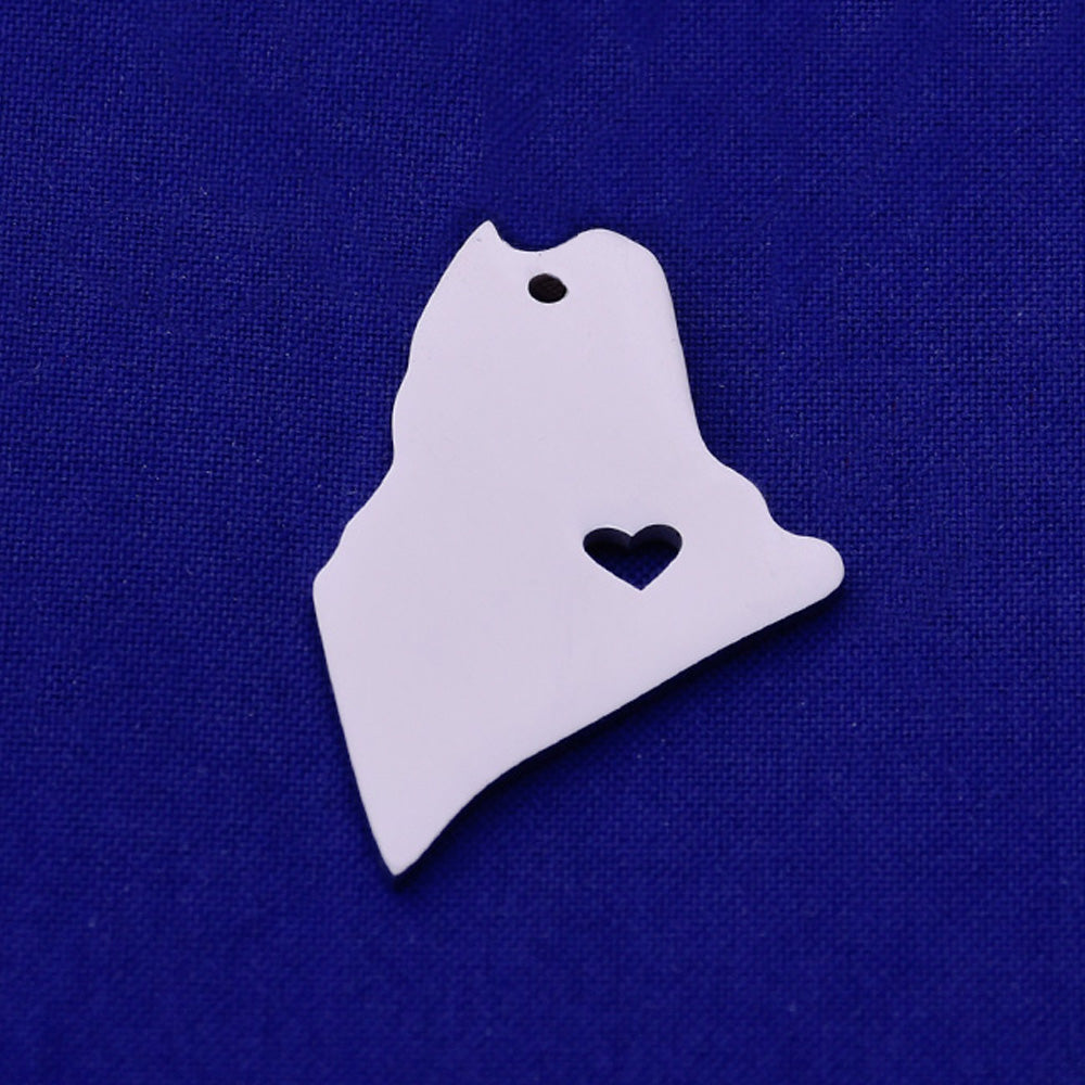 1 pcs about 18x30mm silver Stainless Steel map pendant Stamping blank Jewelry supplies Maine-ME 18 Gauges