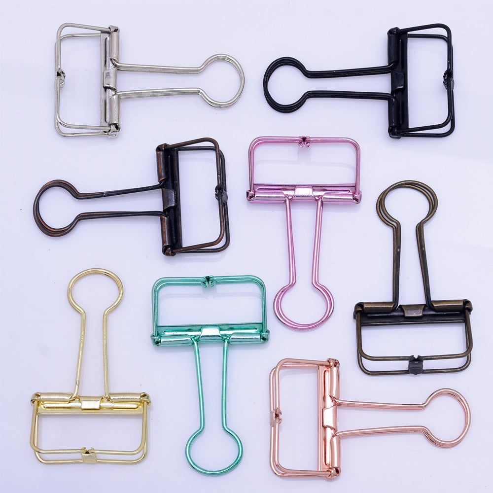 tibetara 95*50*20mm Metal Binder Clips Frame Clips wire clips Hollow Out Long Tail Clip mixed color 6pcs