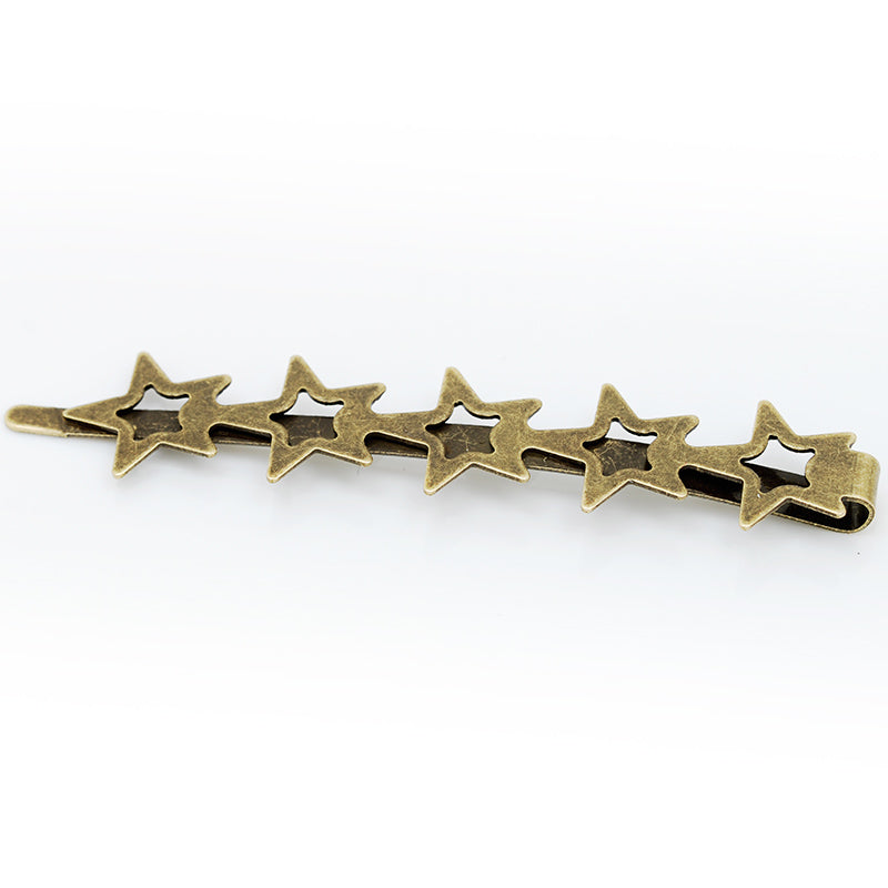 66 * 8mm Antique Bronze Geometry sharp word folder hairpin base,five-pointed star,Bobby Pin Base,Metal,20pcs/lot
