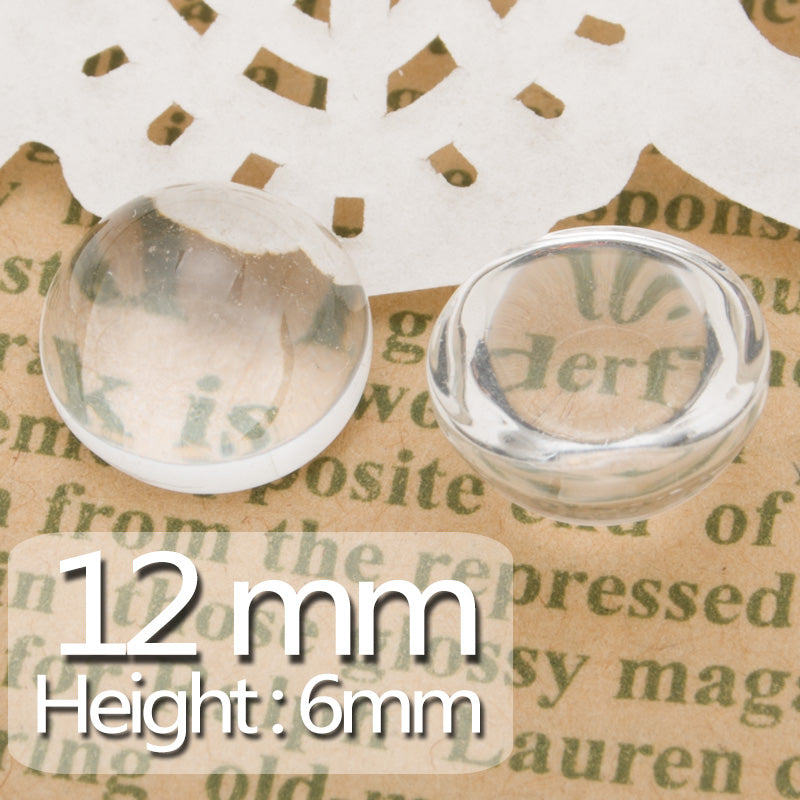 12MM Round Flat Back clear Crystal glass Cabochon,Height:6mm,100 pcs/lot,Top quality