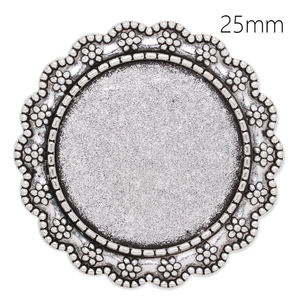 25mm anqitue silver plated brooch blank,brooch bezel,flowers around,zinc alloy,lead and nickle free,sold by 10pcs/lot