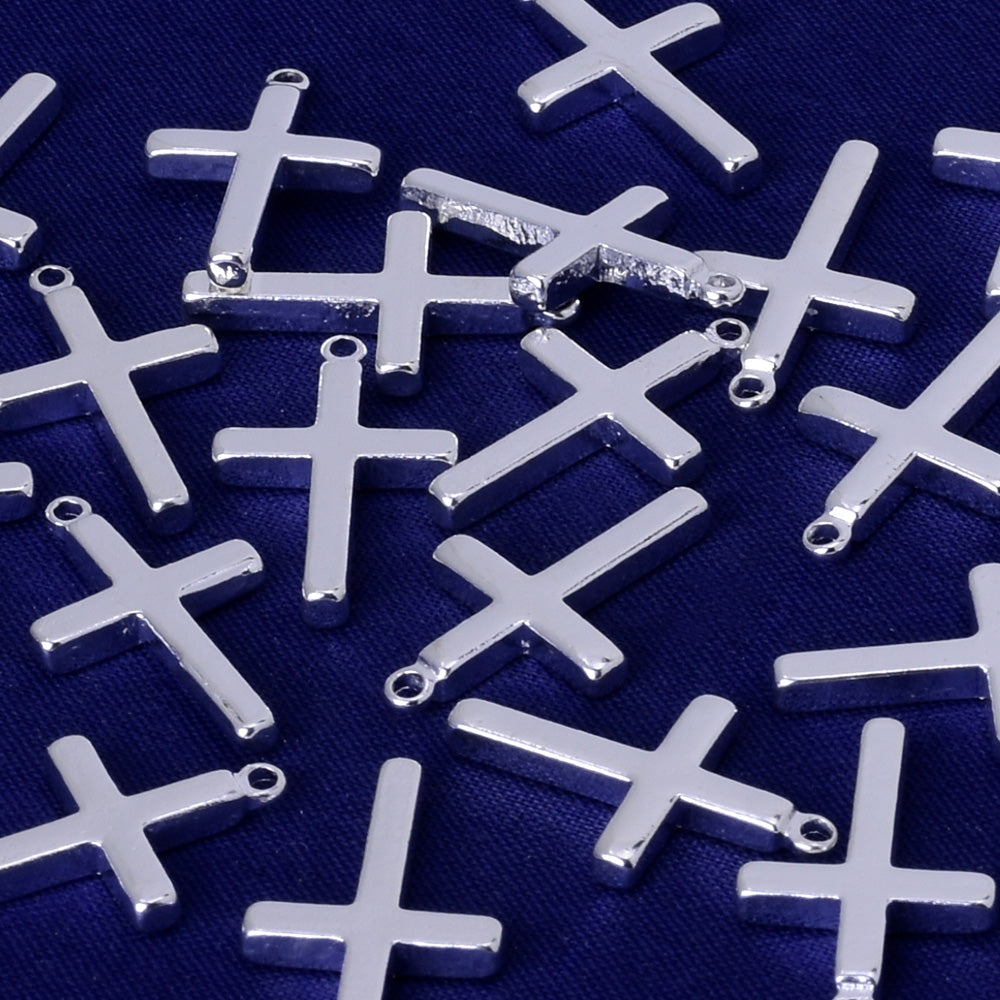 About 13*2.3MM tibetara® Brass Bar Cross Pendant or Necklace empty bar Stamping Supplies Jewelry Gift plated silver 20pcs