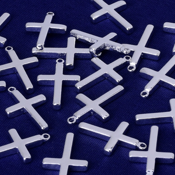 About 13*2.3MM tibetara® Brass Bar Cross Pendant or Necklace empty bar Stamping Supplies Jewelry Gift plated silver 20pcs