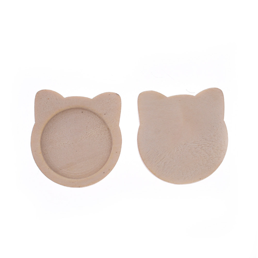 23*25mm Cat ears Pendant tray Cameo Setting Trays,fit 18mm round cabochons,wood pendant Base primary， sold 20pcs