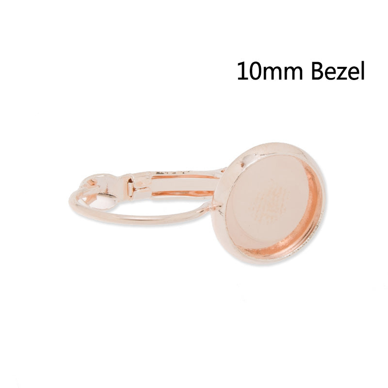 50PCS Rose Gold French Lever Back Earrings Blank/Base,fit 10 MM glass cabochons,buttons