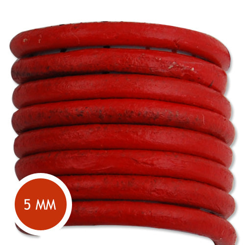 5.0mm Thickness Red Round Leather Cord,Sold 25 yds/Roll