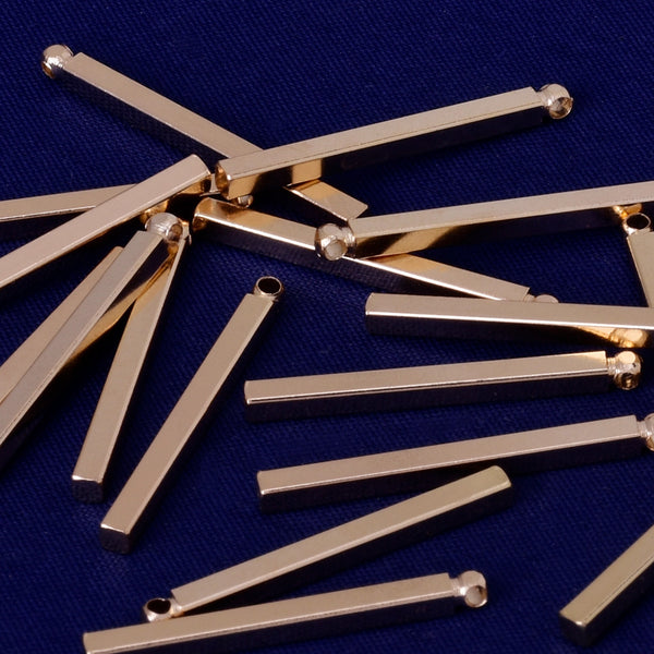 About 2*25mm tibetara® Brass 4 sided Blank Bar necklace Personalized Stamping Bar Name Plated thickness 2.2mm plated kc gold 20pcs