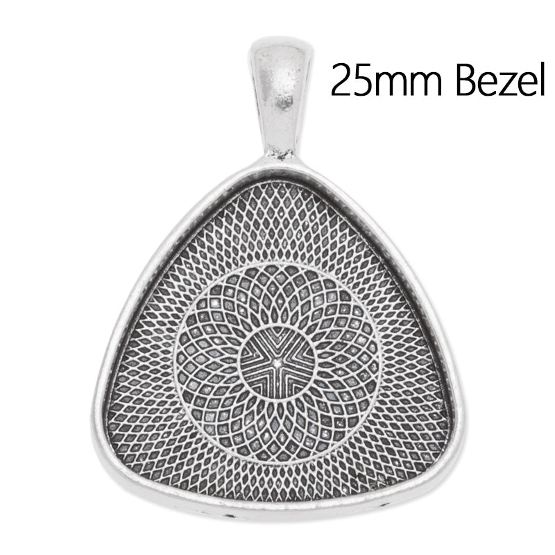 25mm(1 inch) triangle pendant trays,cambered corner,Zinc Alloy filled,antique Silver plated,20pcs/lot