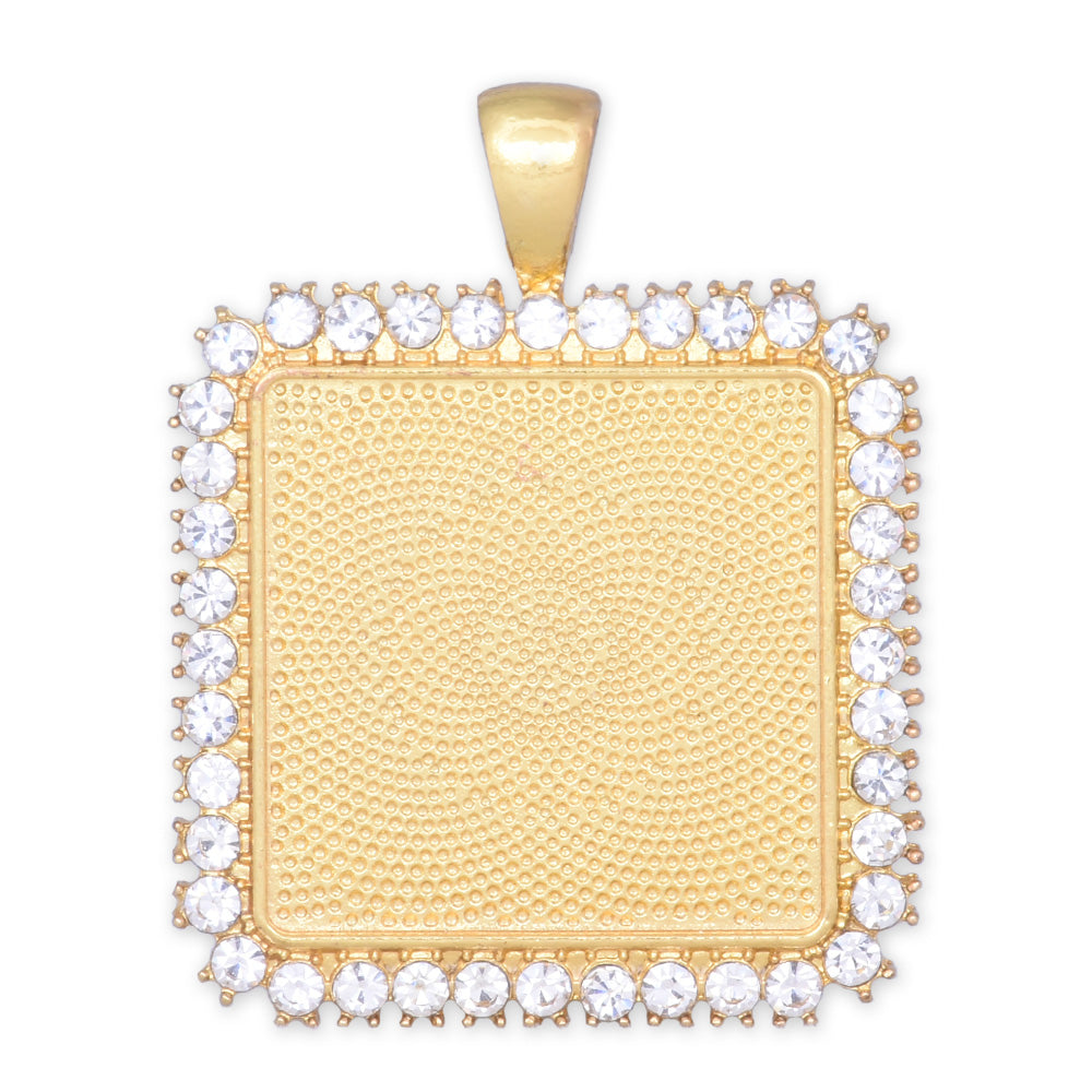 1 inch 25mm Gold Square Pendant tray,Crystal Pendant Blank fit 1"Cameo Cabochon 10pcs