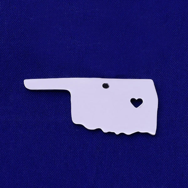 1 pcs about 30x14mm silver Stainless Steel map pendant Stamping blank Jewelry supplies Oklahoma-OK  18 Gauges