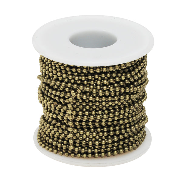 2.4MM Brass Antique Brozen Plated Ball Chain,Handmade,Sold 25 Meters Per Roll